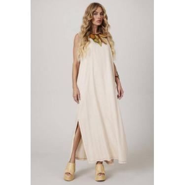 Imagem de Vestido Regata Linho Midi Bege Yacamim E24/25, G, Bege