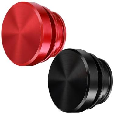 Imagem de 2 peças de plugues de alumínio à prova de poeira plugues à prova de poeira 12 volts acessórios de substituição de alumínio anodizado decoração de carro compatível com a maioria dos veículos carros de automóveis (vermelho e preto)