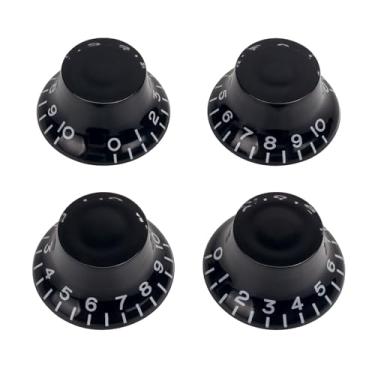 Imagem de Banworks Botões De Controle Guitarra Dos Anos 50, 18 Splines, Métricos, 6 Mm (15/64"), 2 Tons Volume, Tipo Sino, Para Guitarras Elétricas Epiphone Les Paul Lp Sg, Pacote Com 4 Jt/Xn-01, Preto