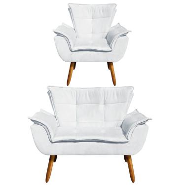 Imagem de Kit 01 Namoradeira E 01 Poltrona Opala Suede Pés Palito