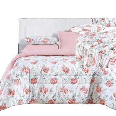 Imagem de Kit Coordenado Edredom E Lençol Sensuale Super King Hortência 5 Peças - 80% Algodão, 20% Poliéster