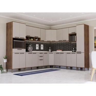 Imagem de Cozinha Completa 13 Peças Espaço Para Forno E Microondas Com Nogueira 