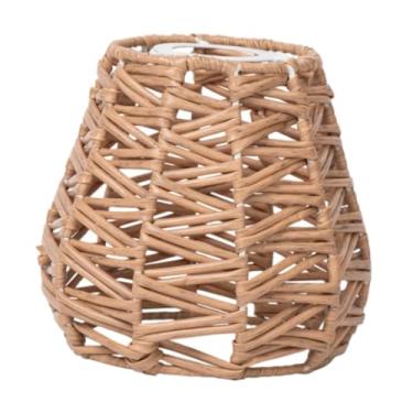 Imagem de Fenteer Imitação de rattan tecido abajur pingente luz capa artesanal boho abajur rústico para restaurante sala estar, Style a