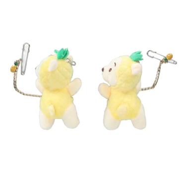 Imagem de 2PCS bonito pelúcia animal chaveiro macio recheado pingente chaveiro para bolsas, mochilas chaves (Yellow)