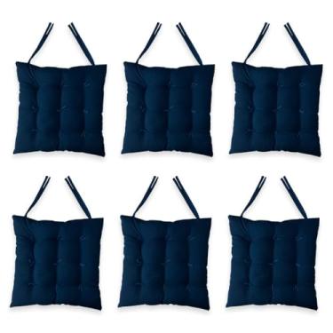 Imagem de Kit 6 Assentos de Cadeira Almofada 40x40cm Cores Decorativo Macio Cozinha Poltrona (Azul-marinho)