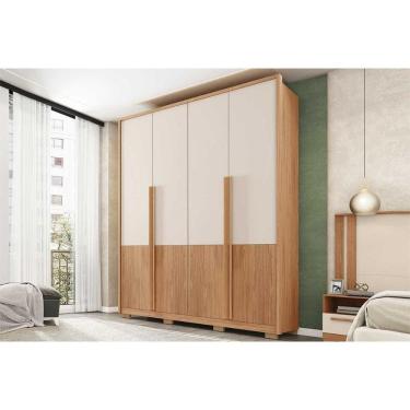 Imagem de Guarda Roupa Solteiro 4 Portas (2 Ripadas) e 3 Gavetas Francis 1.8 Freijo/Sued - Caemmun