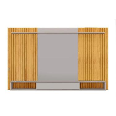 Imagem de Painel Home p/ TV até 70 Pol Leo c/ Nicho 215x136cm Freijo/Off White - DJ Móveis