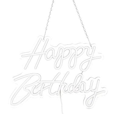 Imagem de Generic Feliz Aniversário Lyrics Luzes, Amplo Aplicação Romântica, LED de Neon Seguro, Sinal de Feliz Aniversário, Instalação Fácil, Economia de Energia para Bares Domésticos (Branco quente)