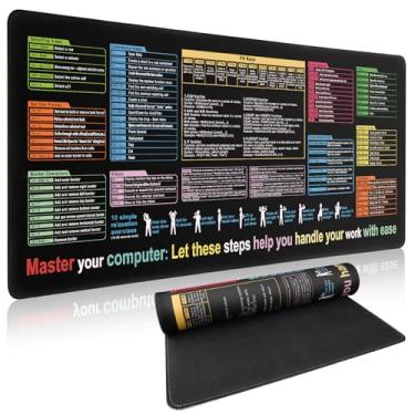 Imagem de Folha de dicas Excel - Tapete de mesa à prova d'água — contém 12 tipos de habilidades comuns em Excel e Word — mouse pad grande GG para jogos | teclado de escritório | tapete de computador com atalhos