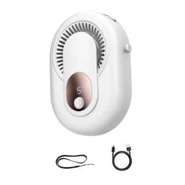 Imagem de Fenteer Ventilador de cintura acessório multifuncional mesa prático ventilador de mão pendurado no pescoço para caminhadas escalada mochila ao ar livre em, Branco