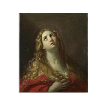 Imagem de Zeichn8u Pinturas famosas em tela, Santa Maria Madalena, reproduções de pintura a óleo de pôster, arte de parede em tela giclée, para sala de estar, escritório, presentes 85 x 70 cm (33 x 27 pol)