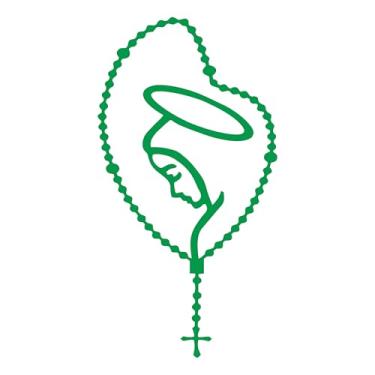 Imagem de Adesivo Decorativo Terço Nossa Senhora Devoção Religioso para Notebook Capacete Carro Caminhão Paredes vários tamanhos (VERDE, 23,7X45cm)