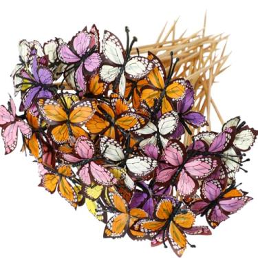 Imagem de CHENGU 100 palitos de dente extravagantes, palitos de coquetel de 12 cm palitos extravagantes para aperitivos, aperitivo de bambu feito à mão, espetos de frutas, palitos de comida para casamento, dia