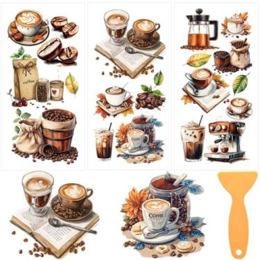 Imagem de beinkmake 3 folhas de café amor esfregar em transferências para artesanato e móveis 30 × 15 cm retro café grãos máquina transferência adesivos para armário de madeira decoração de casa