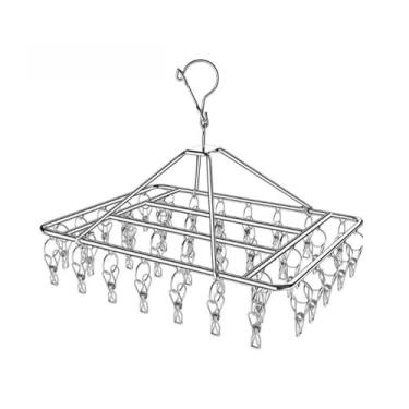 Imagem de Varal dobrável de aço inoxidável com 40 ganchos, lingerie, roupa interior(Varal com 40 clipes)