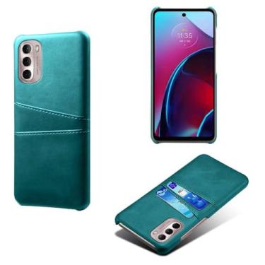 Imagem de Capas Compatível com MOTO G Stylus 2022,Caso de couro PU-Tampa de telefone a prova de choque com 2 slots de cartão,Proteção anti-impressão digital e anti-gota-Green