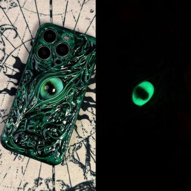 Imagem de Unitvbba Capa de telefone gótica 3D feita à mão com olho de monstro – Ajuste personalizado para todos os modelos de telefone – Exclusivo para fãs de terror, cosplay, amantes de estética escura