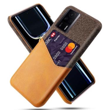 Imagem de Capa para Xiaomi Redmi K60e,Tela e tampa de couro PU,Antideslizante,360°cobertura completa à prova de choque com 1 slot de cartão atrás,Prevenção de queda-Brown