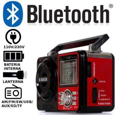 Imagem de Rádio AM FM Retrô Vintage Portátil Bluetooth Bateria Recarregável Bivo