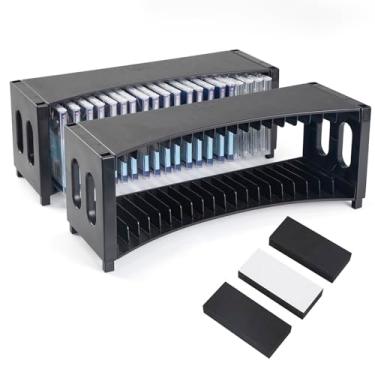 Imagem de alavisxf xx Rack de armazenamento de CD, pacote com 2 organizadores empilháveis de CD ABS para armazenar 40 estojos finos de CD para joias, suporte organizador de CD para casa, escritório, sala de