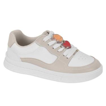 Imagem de Tenis Infantil Molekinha Menina Miçangas Estiloso, Branco, Cinza, 31