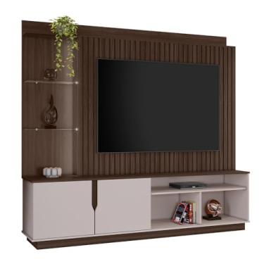 Imagem de Estante Home Mdp e Mdf Ripado para Tv até 60 polegadas Café e Off