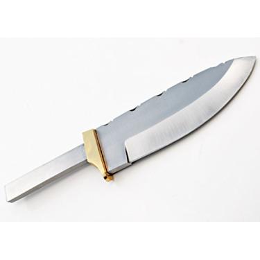 Imagem de Canivete de aço carbono 1095 de ponta de queda para todo o planeta Parcial/Escondido para faca em branco + Protetor de dedo de latão para fazer facas e lâminas de caça em branco