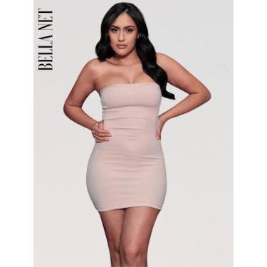 Imagem de Vestido feminino curto tubinho modelador sem alça justo modela no corp