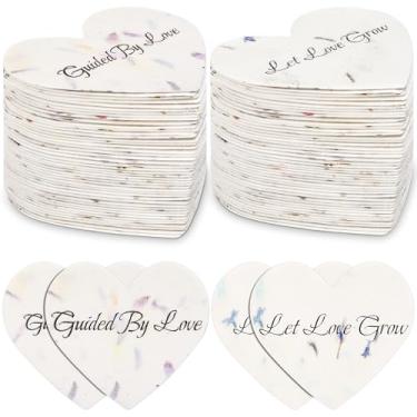 Imagem de Dunzoom 50 peças de papel de semente feito à mão, lembrancinha de casamento para convidados, papel de semente de flores silvestres reciclado, etiquetas de pétalas de flores, cartões de presentes