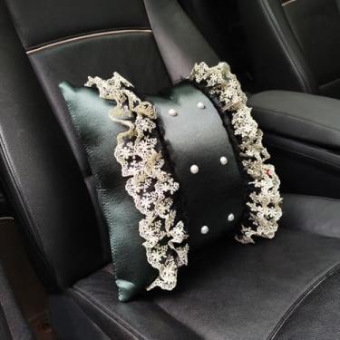Imagem de MINGZAIQIPEI Carro Bonito Estilo Renda Verde Auto Interior Acessórios Quatro Estações Universal Fit Most Car SUV (Body Pillow)