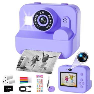 Imagem de GKTZ Câmera Infantil Com Impressão Instantânea - Vídeo Digital Hd 1080P Para Crianças Pequenas Papel Fotográfico Impressão, Brinquedo Portátil De 4, 5, 6, 7, 8, 9 E 10 Anos, Presentes Natal Aniversá
