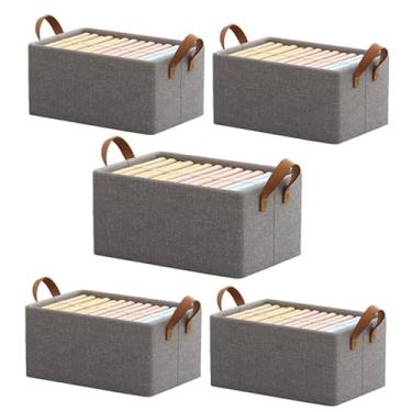 Imagem de Caixa de armazenamento, caixa empilhável para guarda-roupas, durável, fácil de montar, lavável, adequada para uso doméstico e quartos.(KIT5)