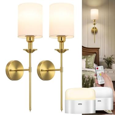 Imagem de NookNova Arandela de parede operada por bateria, 13.000 mAH, arandela de parede recarregável, conjunto de 2 com controle remoto, 3 cores, sem fio, alimentado por bateria, luminária decorativa para