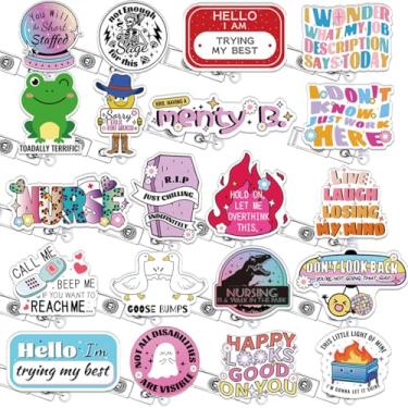 Imagem de 20 peças de carretel de crachá de enfermeira engraçado, fofo, acessórios retráteis, divertidos, médicos, enfermagem, crachá, dinossauro, lixeira, fogo, ganso bobo, pato, clipe para crachá CNA LPN RN