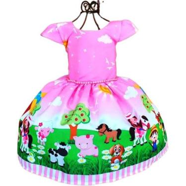 Imagem de Vestido Temático Infantil Fazendinha Pérola Busto Sublimado - Nalu_kid