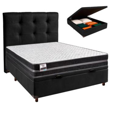 Imagem de Cama Box Bau + Colchão Casal Molas Ultralastic Bogota Inducol + Cabece