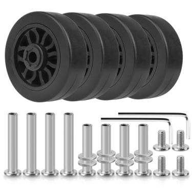 Imagem de Domiella 4 peças de rodas de substituição de bagagem, OD 50 mm 360 rodízios giratórios, kit de reparo de rodas de carrinho de viagem de borracha resistente ao desgaste, PF30