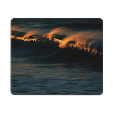 Imagem de Tapete de rato com base de borracha antiderrapante, ondas ao anoitecer, tapete de rato lavável para computadores, escritório, secretária, tapete protetor de mesa para Lapto, escritório, casa