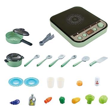 Imagem de Esquirla 25 peças de fogão de indução e luz, brinquedos de cozinha para presente de aniversário, crianças, VERDE