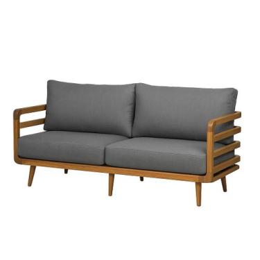Imagem de Sofá em Madeira Jequitibá Modelo Nara Almofada Impermeável - NossaKasa