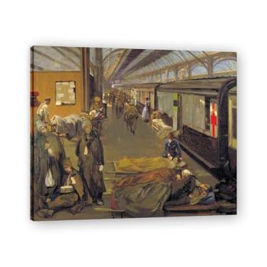 Imagem de The Wounded At Dover John Lavery Classic Realist Portrait & War Scene Canvas Art – Decoração de parede de arte irlandesa para casa emoldurada 30 x 36 cm