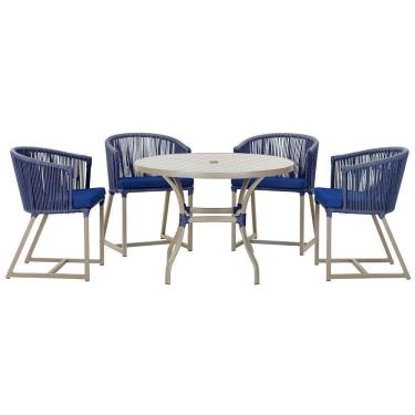 Imagem de Mesa Com 4 Cadeiras E Noronha Estofado 10 Trama autêntico Azul