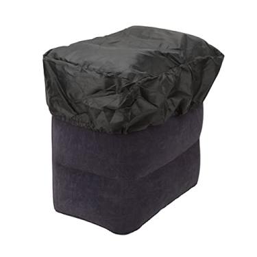 Imagem de Grcfumo Travesseiro de descanso inflável, almofada por portão portátil leve, almofada de apoio para os pés, banquinho de pé de altura de três camadas para crianças viagens de avião (Azul escuro)