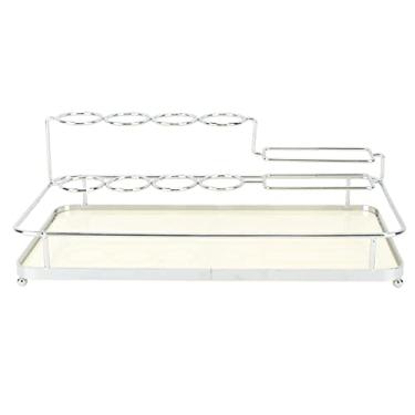 Imagem de Porta de enxaguatório bucal de ferro de ferro e acrílico prateado e branco por escova de dentes de armazenamento para escova de dentes creme