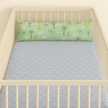 Imagem de Travesseiro Xuxão Infantil para Bebê Estampado- Unissex Menina e Menino – Para Berço, Cama e Viagems para Bebês e Crianças (Safári Verde, Infantil 90cm x 23 cm)