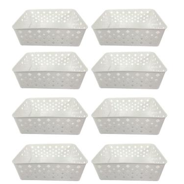 Imagem de Cesto Organizador Multiuso 123Organizei Branco 19x13,5x6,5Cm