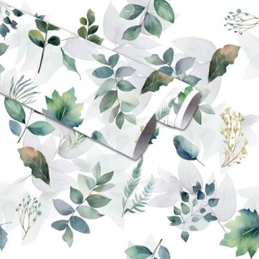 Imagem de Papel de parede moderno azul e verde sálvia descascar e colar papel de parede design botânico boho papel de contato para armários autoadesivo vinil removível papel de parede para quarto fazenda