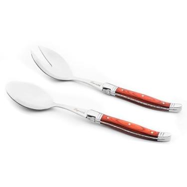 Imagem de Jogo De Talheres Laguiole Para Salada Inox Com Cabo Madeira