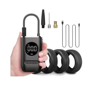 Imagem de Mini Calibrador Compressor de Pneu Digital Carro Moto Bike Inflador Se