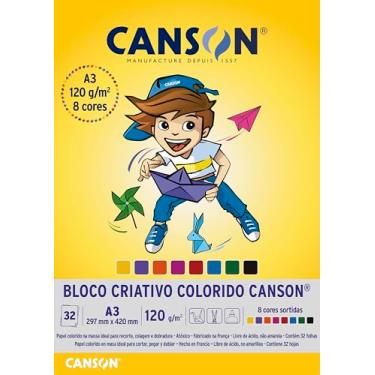 Imagem de Bloco Criativo Cards A3 120g/m², Canson, 66667161, 8 Cores, 32 Folhas